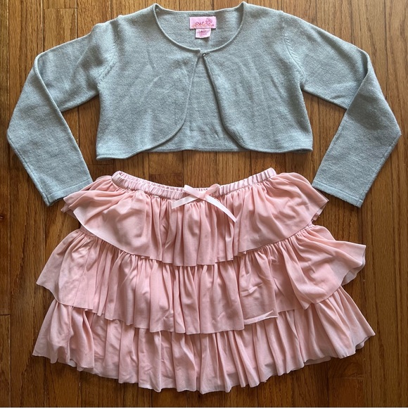Our Generation Gray Cardigan Pink Ruffle tutu tulle Skirt Set girls 6/7 dress up - Picture 1 of 4